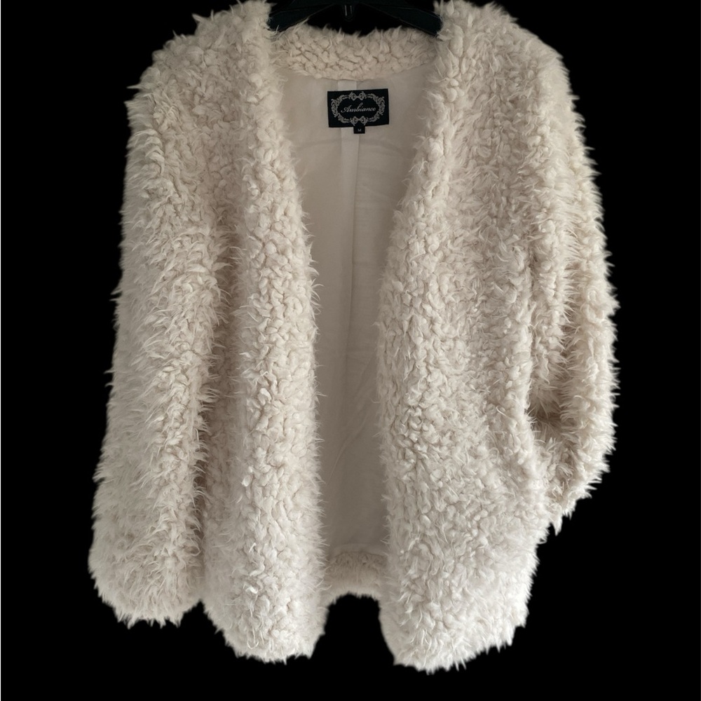 Ivory Textured Open-Front Coat-igan